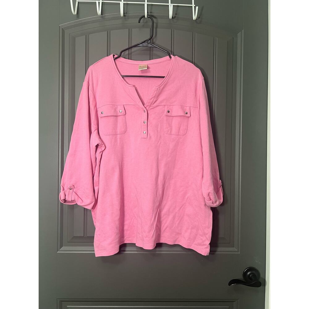 Blair Pink Blouse with 3/4 Tab Sleeves a Size 2x